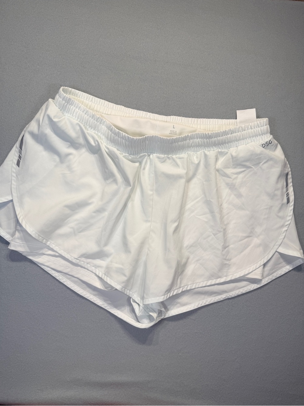 DSG White Women's Athletic Running Shorts (L) #0127